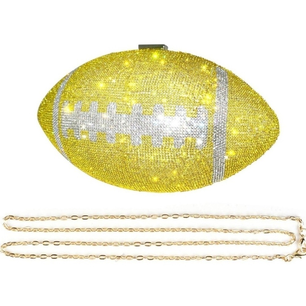 Football Shape Evening Bag Rhinestone. Purse Clutch Handbag